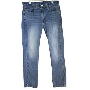 Levis 514 Jeans Mens 34x34 Blue Denim Straight Leg Whiskered Classic Pants